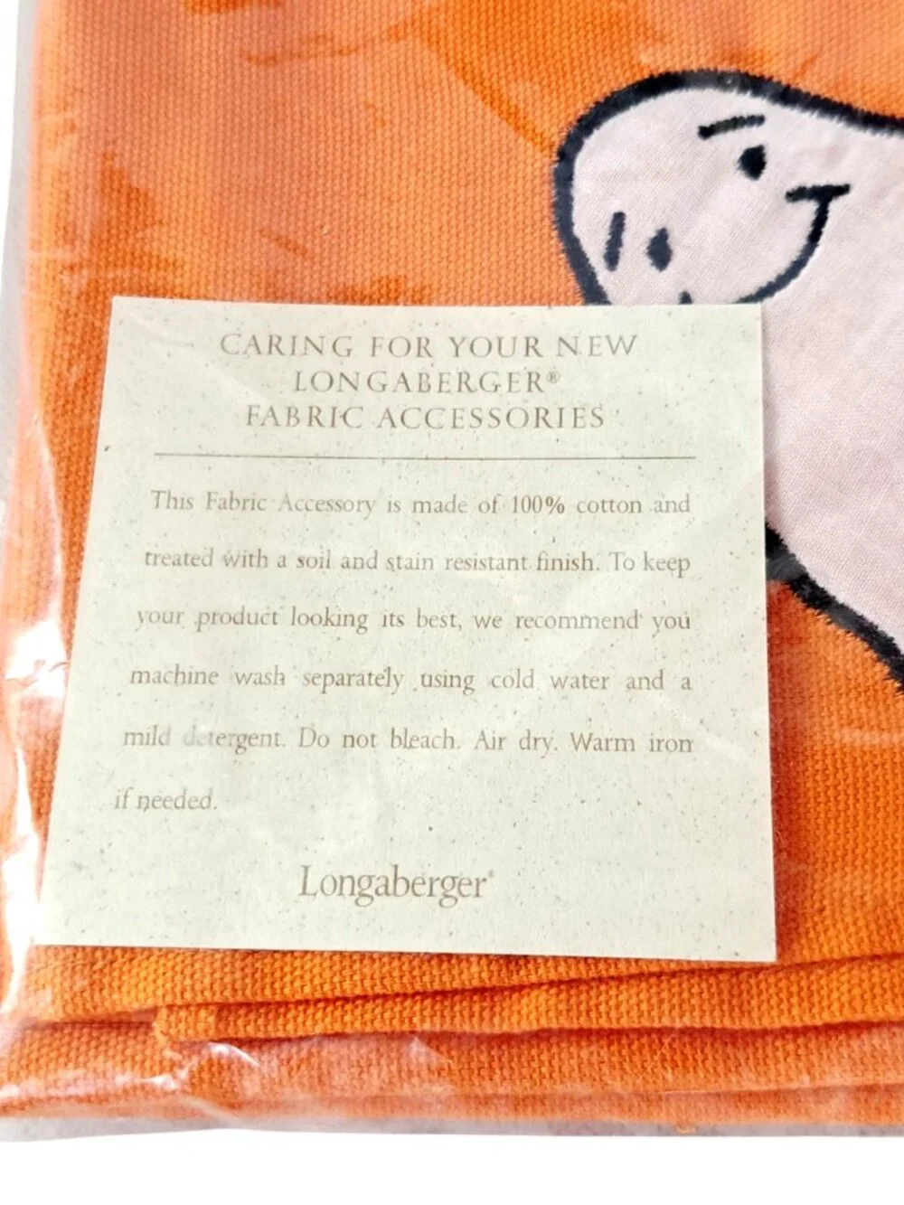 2 Longaberger Orange Ghost  Fabric Napkins New In Package